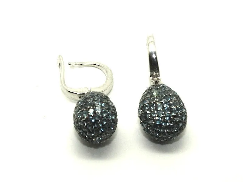 Blue Topaz Studded Drop Earrings