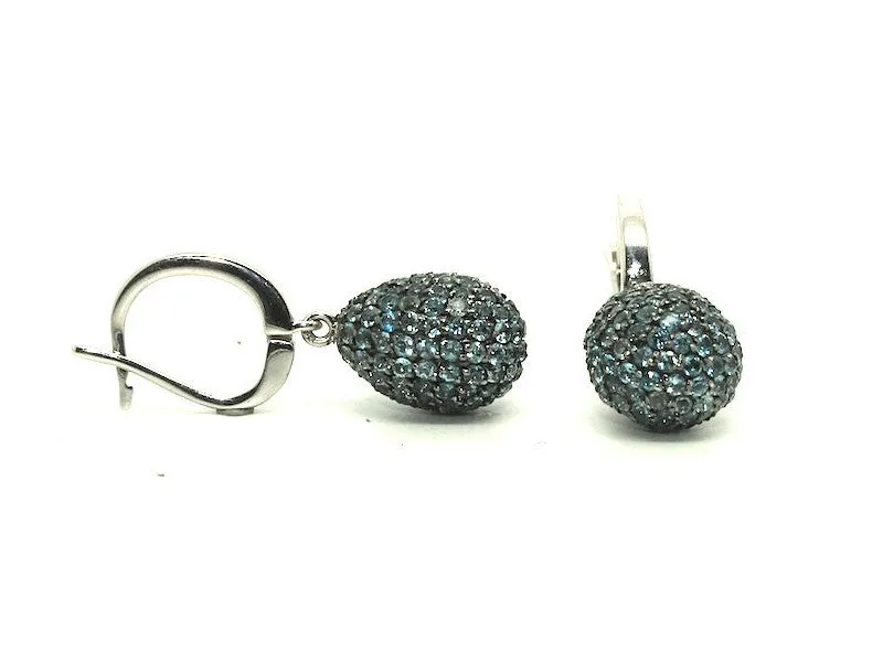 Blue Topaz Studded Drop Earrings