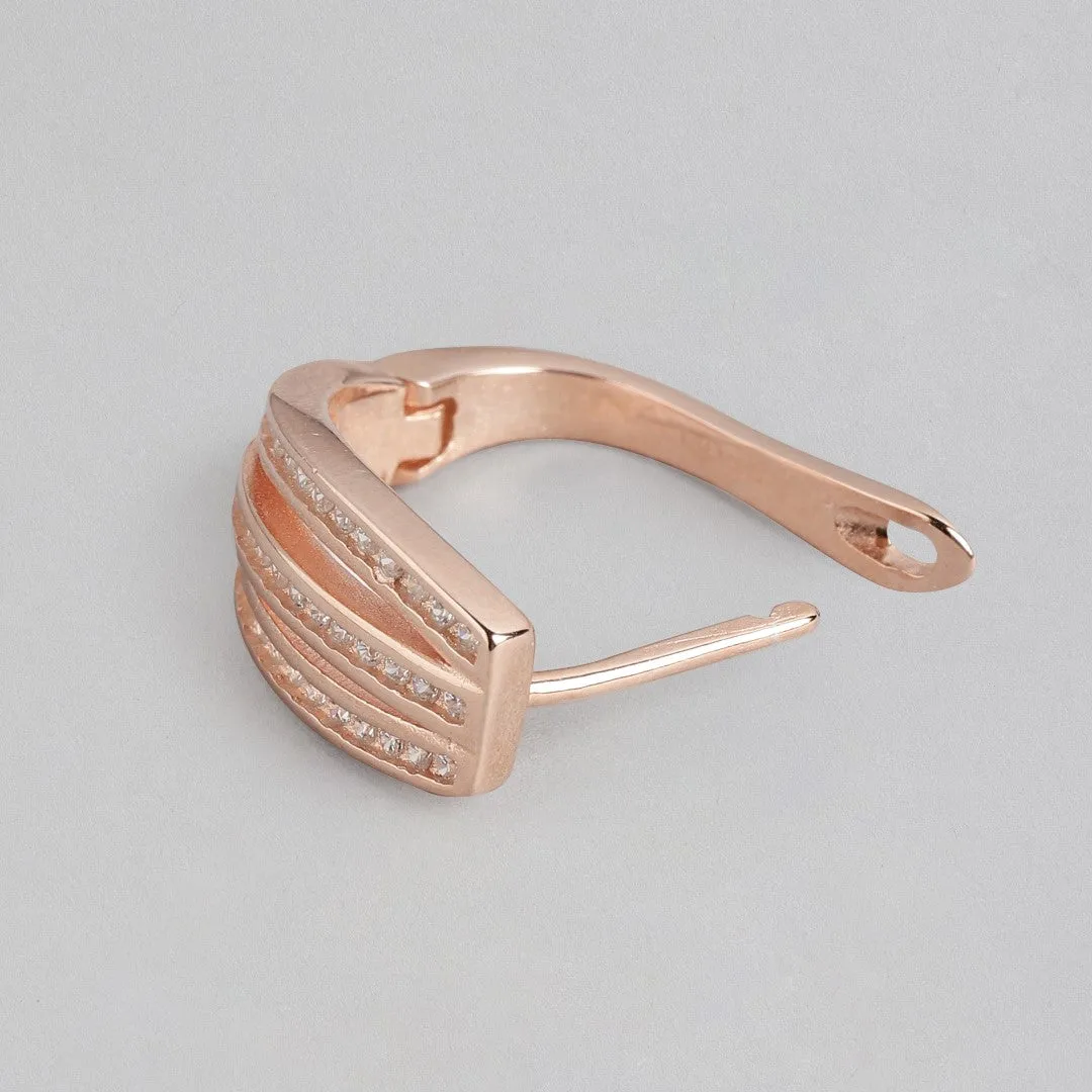 Blushing Beauty Rose Gold CZ-Adorned 925 Sterling Silver Hoops