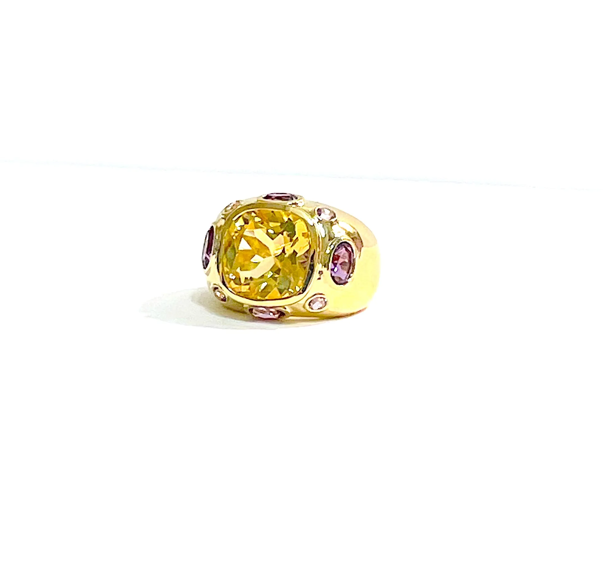 Bonheur Ring with Citrine, Amethyst and Pale Amethyst Domed Ring