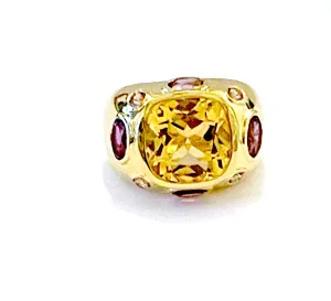 Bonheur Ring with Citrine, Amethyst and Pale Amethyst Domed Ring