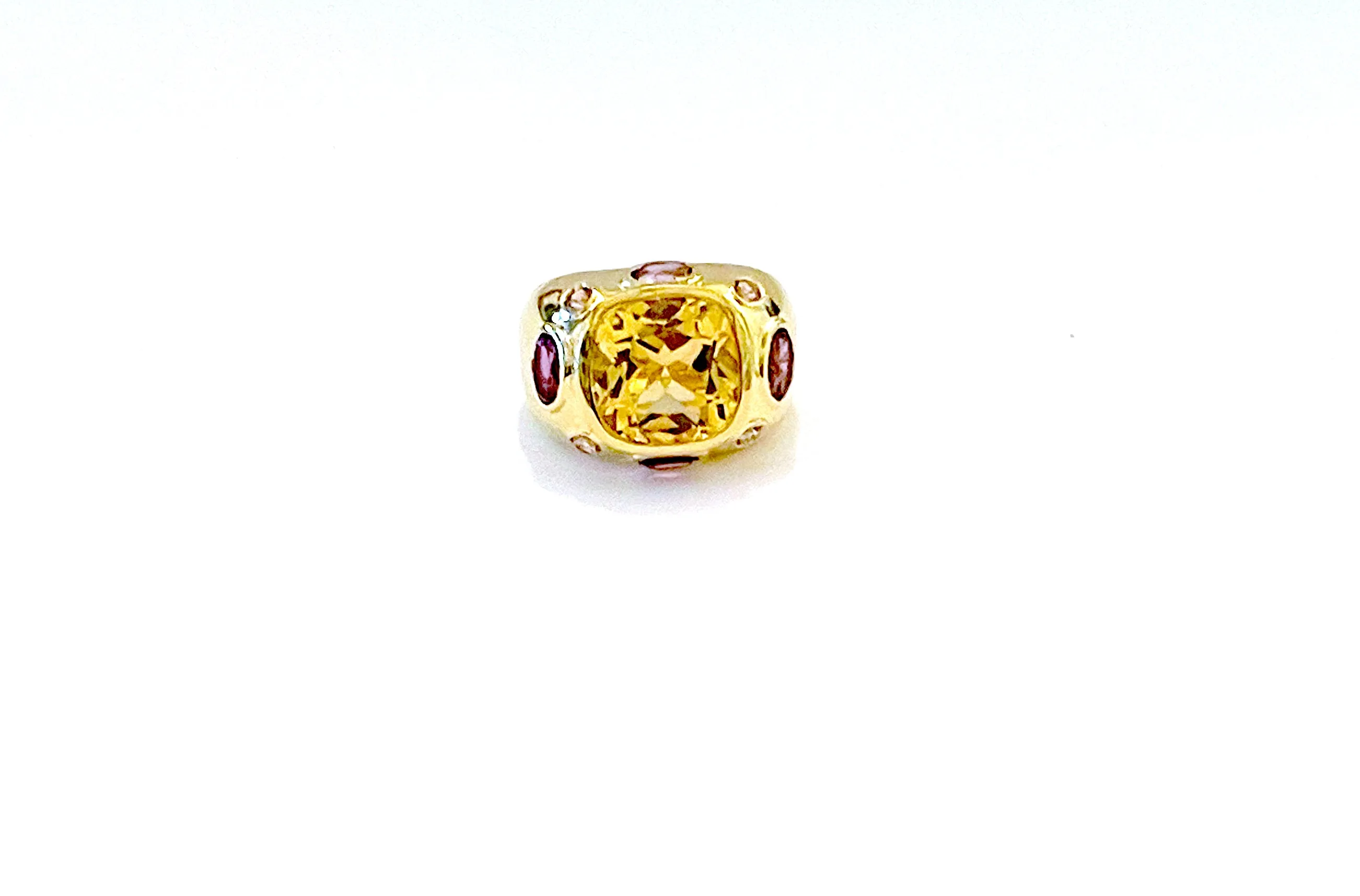 Bonheur Ring with Citrine, Amethyst and Pale Amethyst Domed Ring