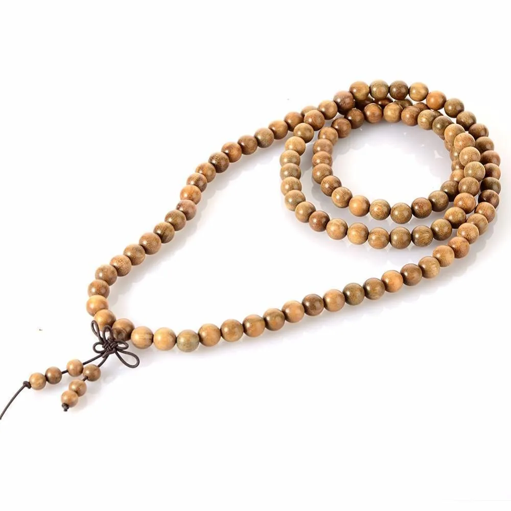 Buddha Natural Wooden Beaded Bracelet Mala Beads Long Meditation Bracelet