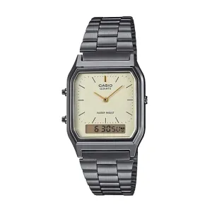 Casio Standard Analog Digital Gray Ion Plated Stainless Steel Band Watch AQ230GG-9A AQ-230GG-9A