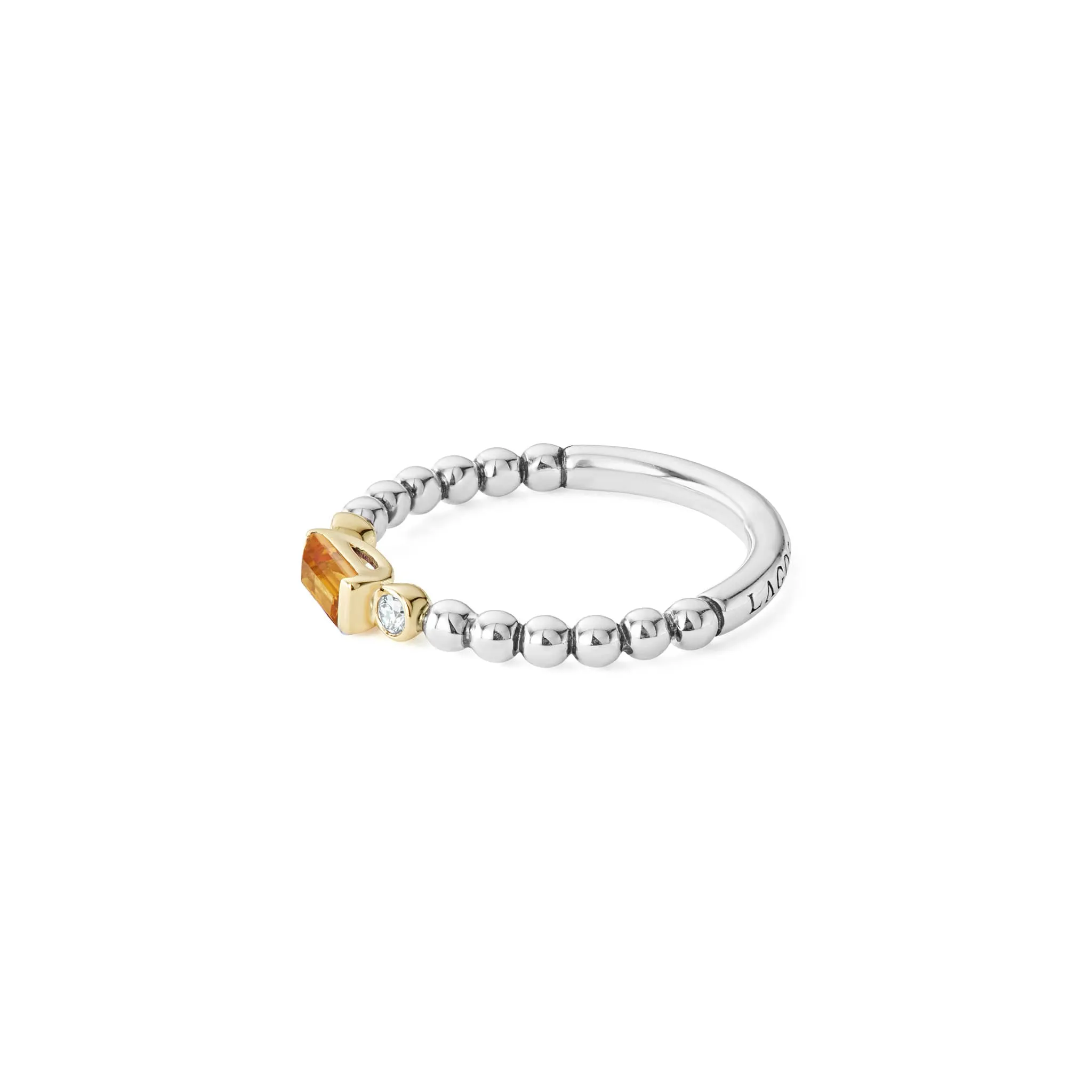 Caviar Color Citrine Stacking Ring with Diamonds