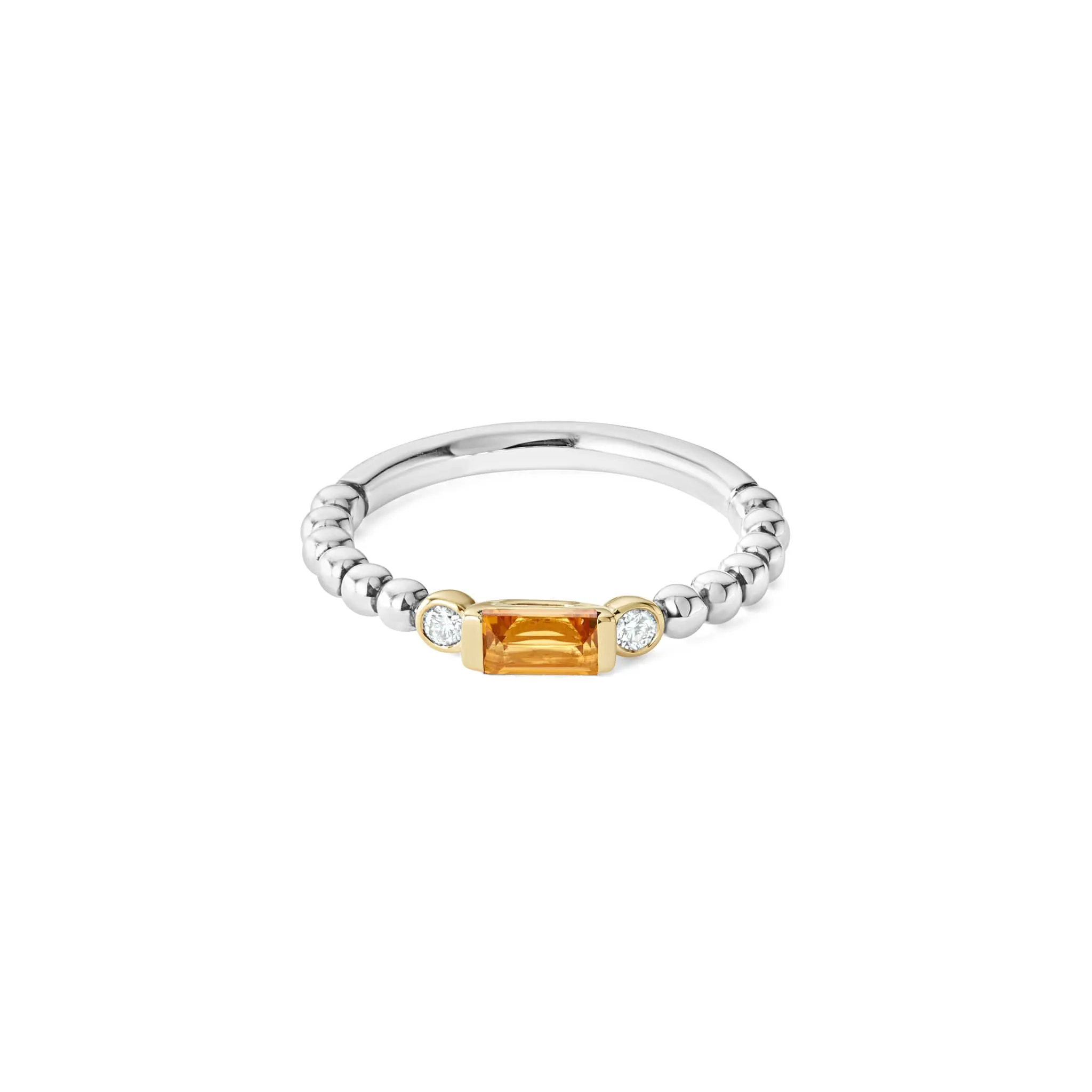 Caviar Color Citrine Stacking Ring with Diamonds