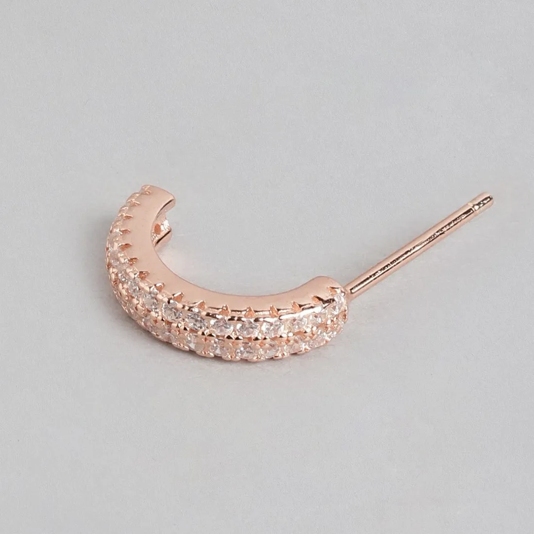 Chic Half Hoop Radiance Rose Gold-Plated CZ 925 Sterling Silver Earrings