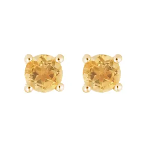 Citrine 14K Yellow Gold 4mm Stud Earrings