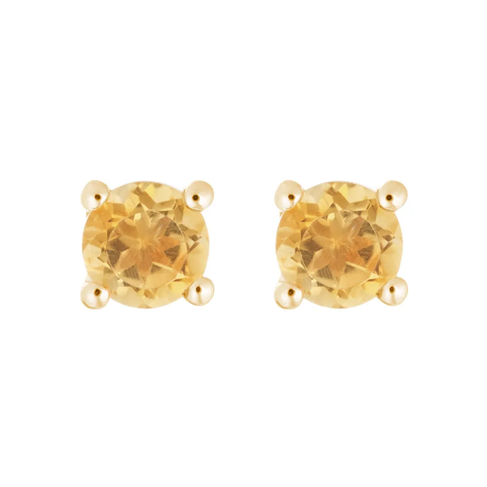 Citrine 14K Yellow Gold 4mm Stud Earrings