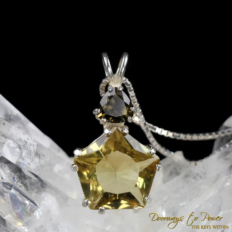 Citrine & Moldavite Star of Venus Crystal Pendant