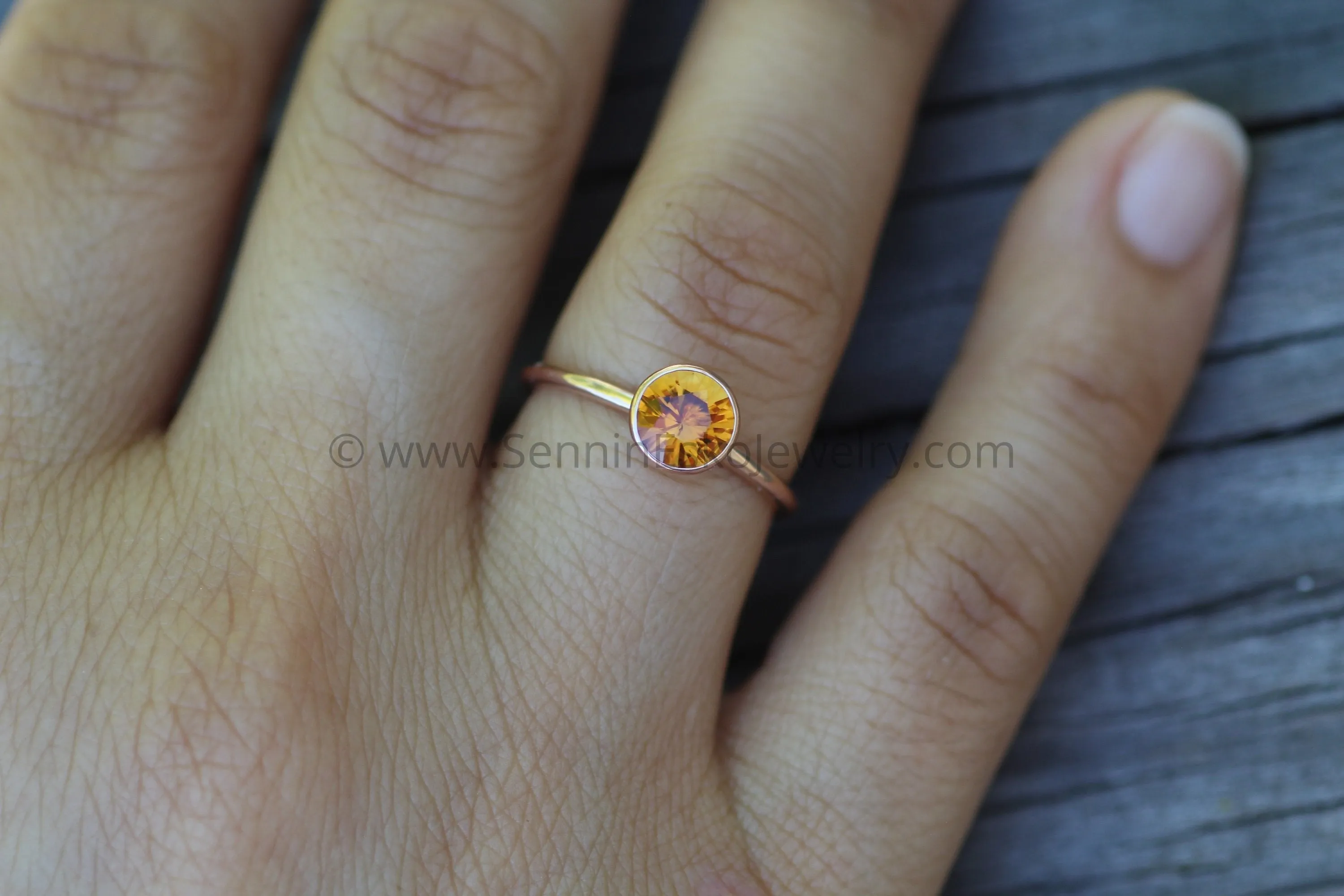 Citrine Rose Gold Bezel Ring - Precision Cut Citrine - Hand Cut Citrine Ring - Ethical Citrine Ring