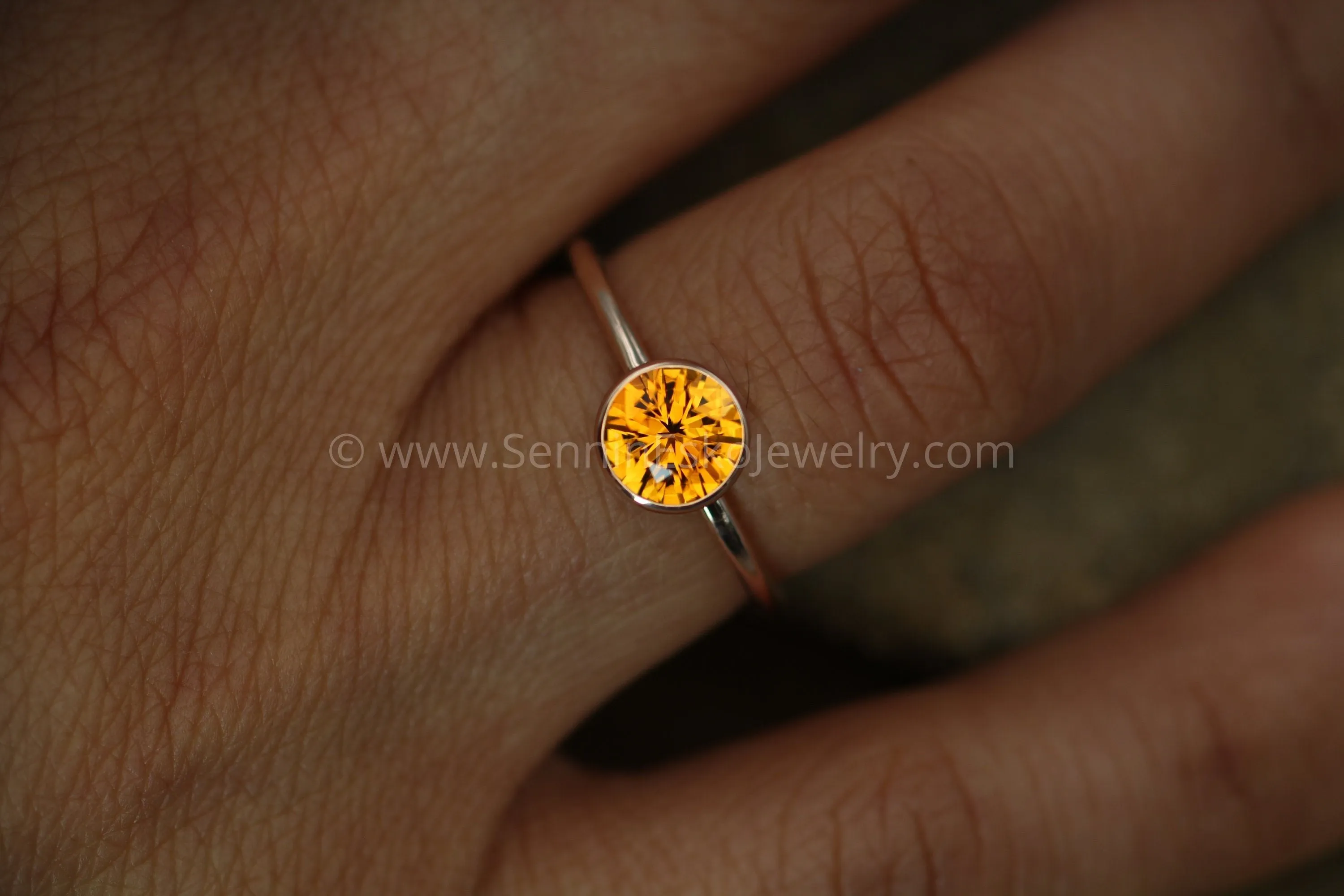 Citrine Rose Gold Bezel Ring - Precision Cut Citrine - Hand Cut Citrine Ring - Ethical Citrine Ring