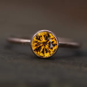 Citrine Rose Gold Bezel Ring - Precision Cut Citrine - Hand Cut Citrine Ring - Ethical Citrine Ring