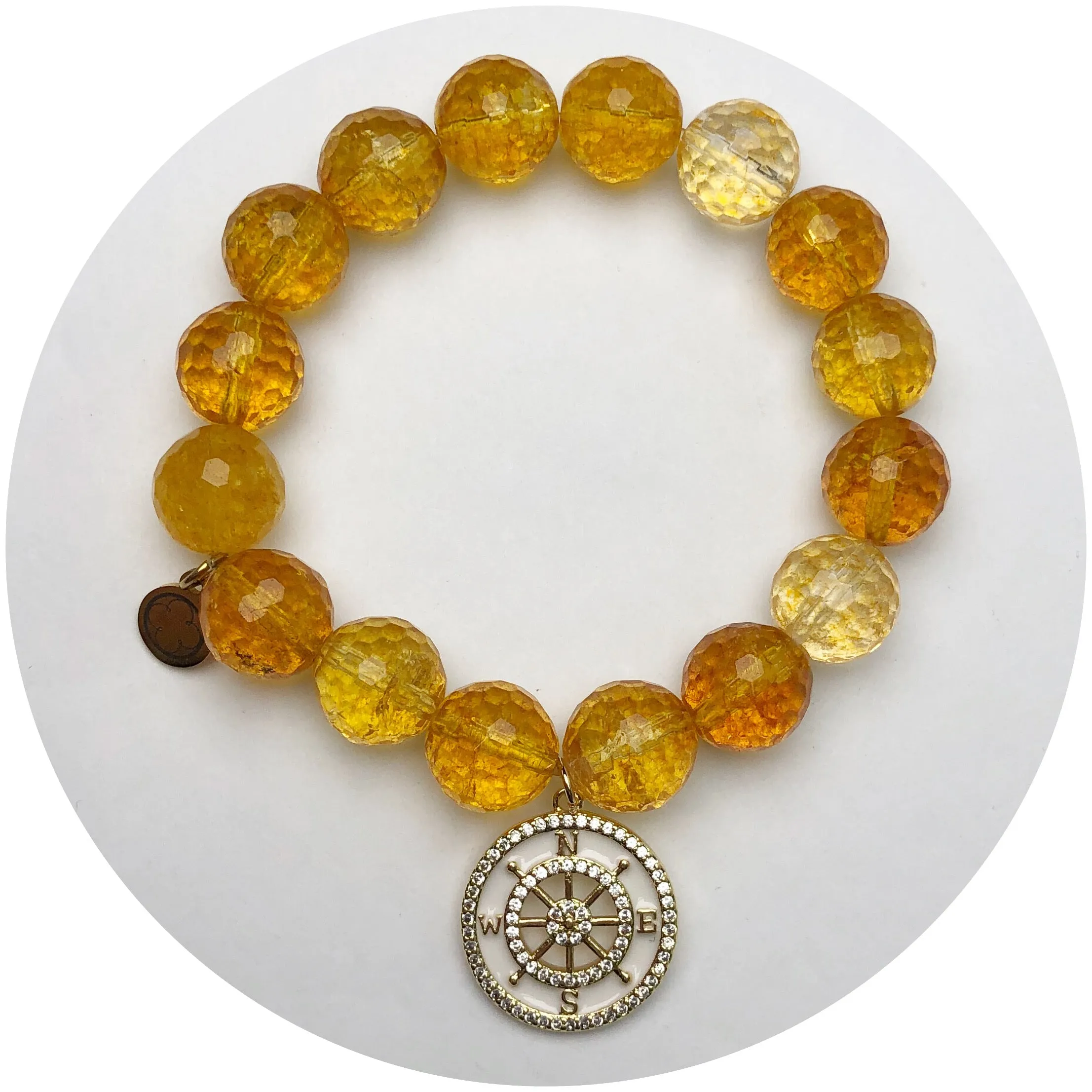 Citrine with Pavé Compass Pendant