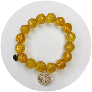 Citrine with Pavé Gold Signature Logo