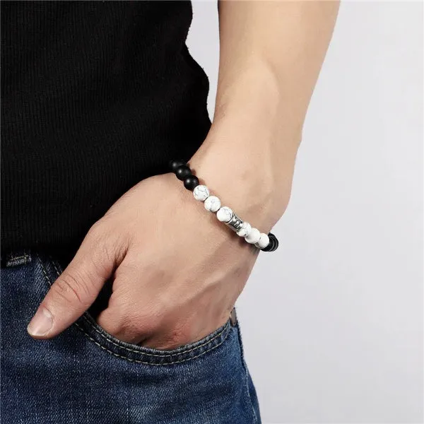 Classy Men Scorpio White Beaded Zodiac Bracelet