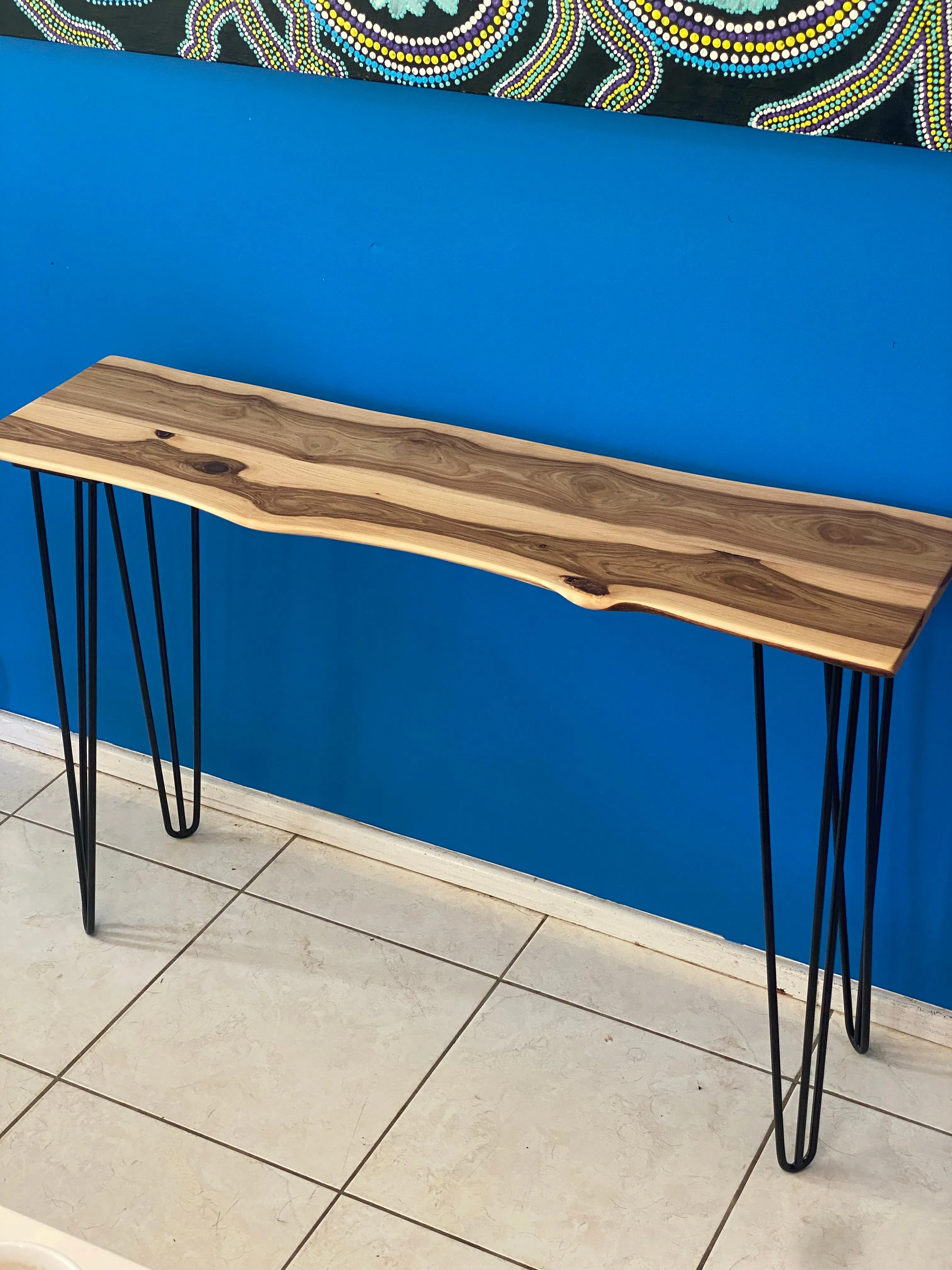 Console hall entrance table handmade from Cypress Australian timber -110cm length with minimalist legs