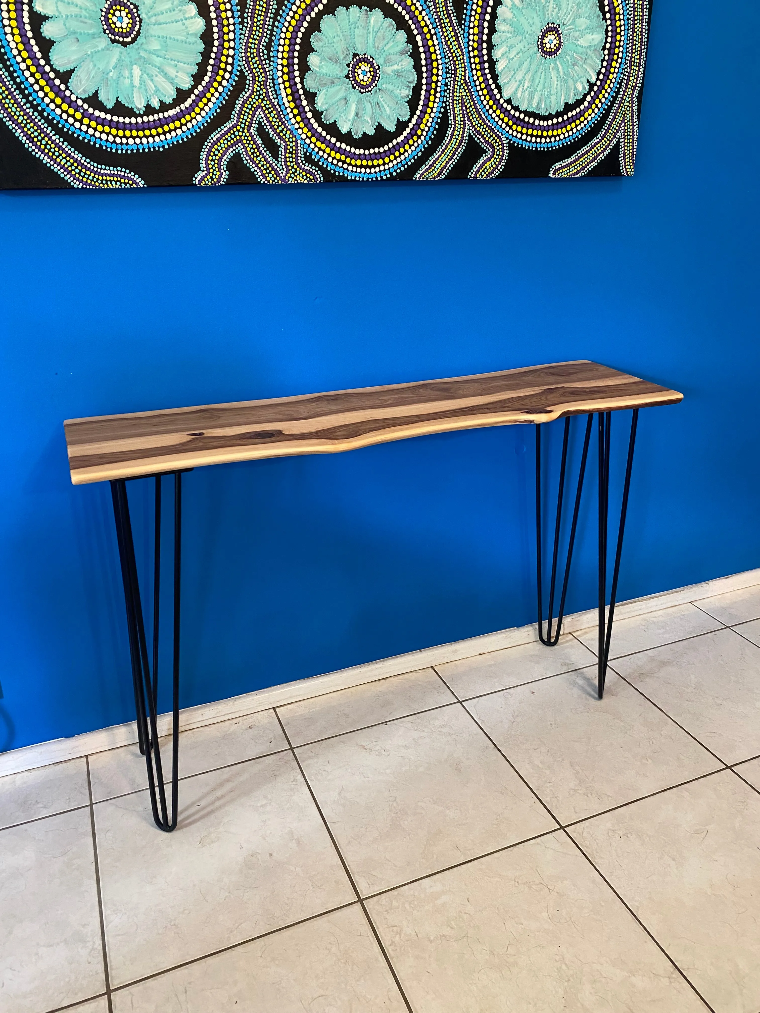 Console hall entrance table handmade from Cypress Australian timber -110cm length with minimalist legs