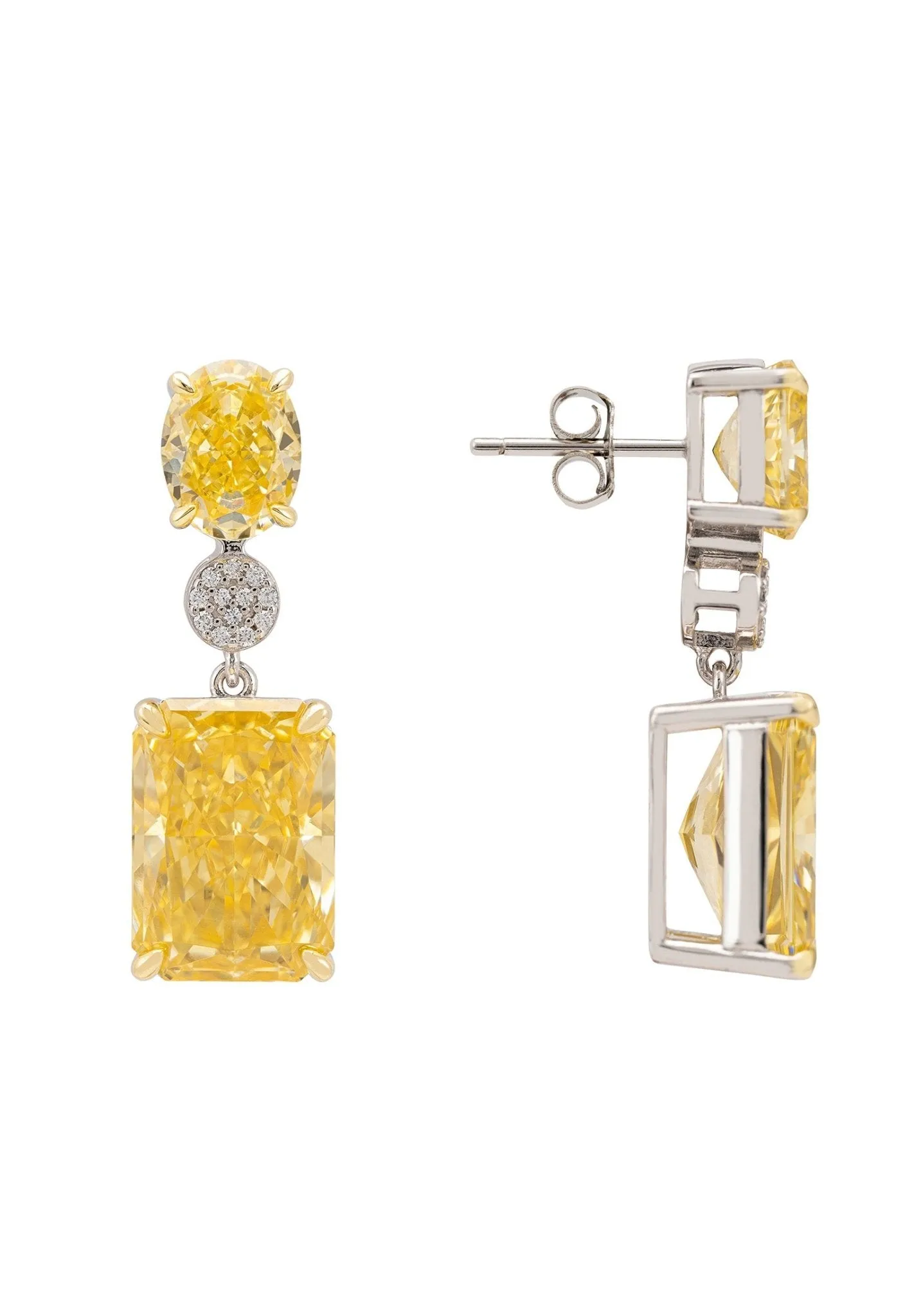 Constance Drop Earrings Silver Lemon Topaz