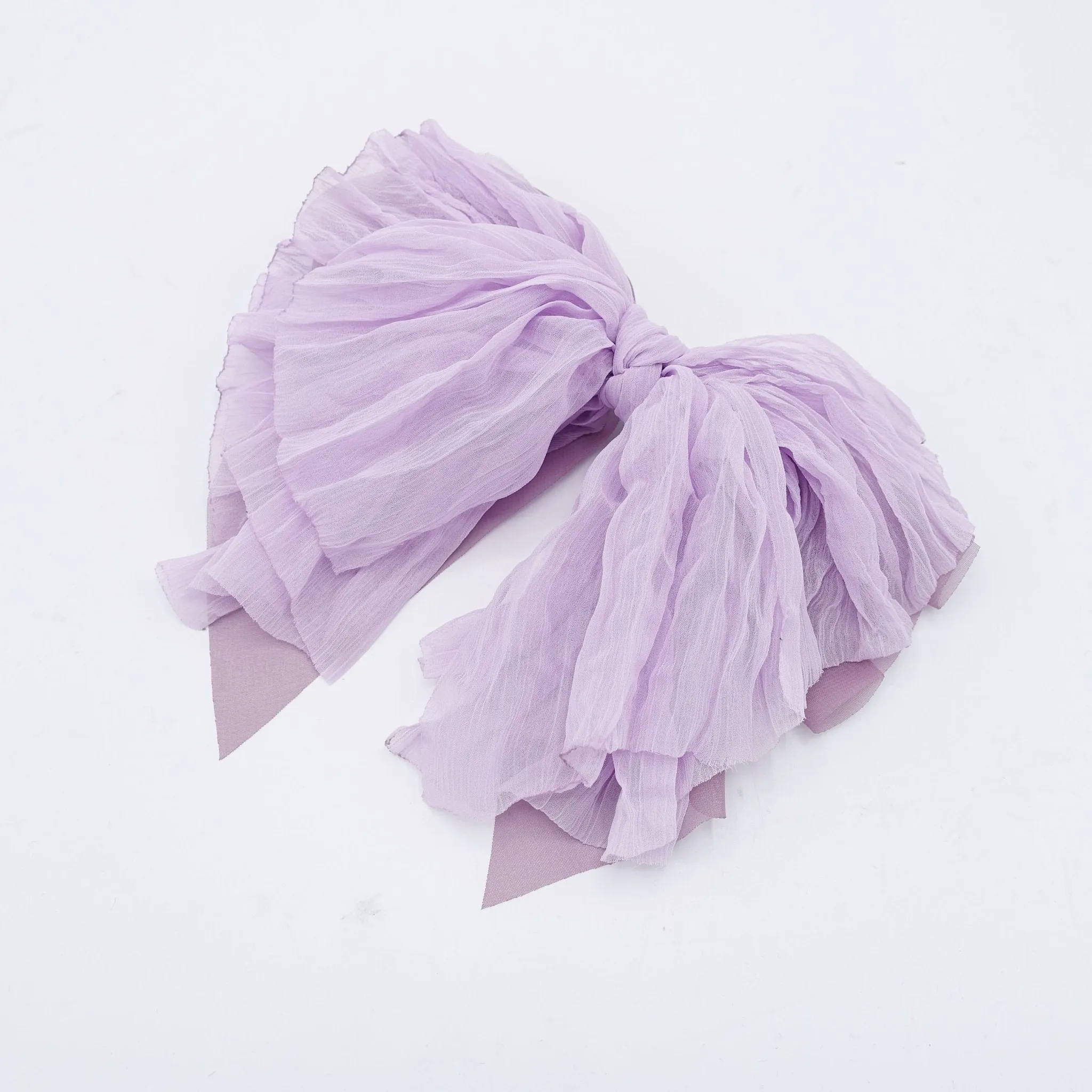 crinkled chiffon bow layered droopy hair bow women hair accessory