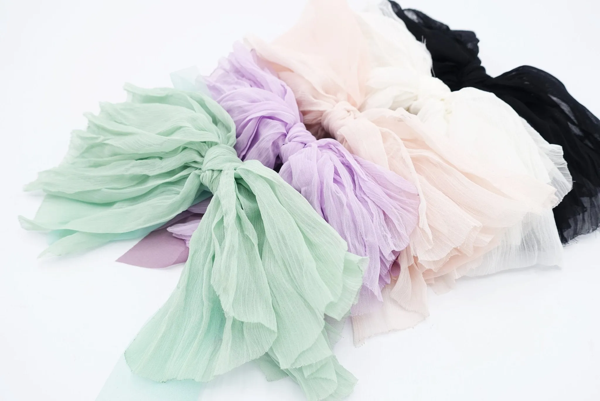 crinkled chiffon bow layered droopy hair bow women hair accessory