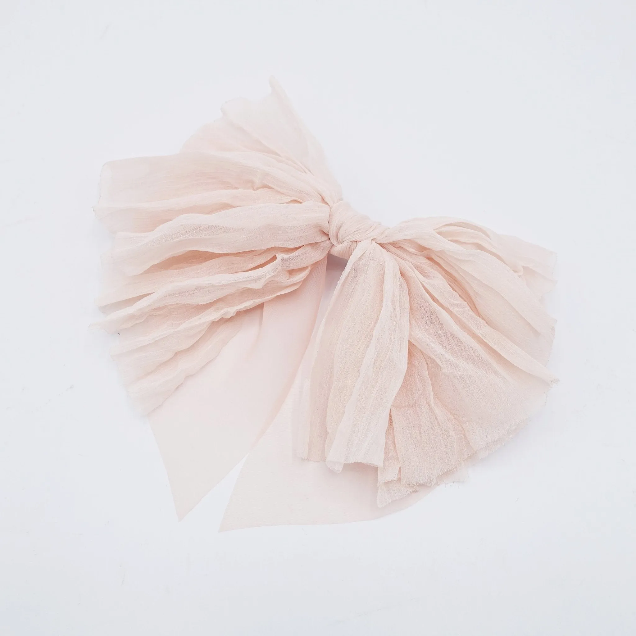 crinkled chiffon bow layered droopy hair bow women hair accessory