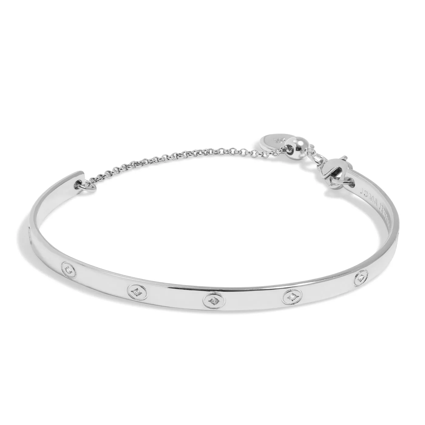 Cubic Zirconia Bangle Bar Silver Plated Bracelet 7893