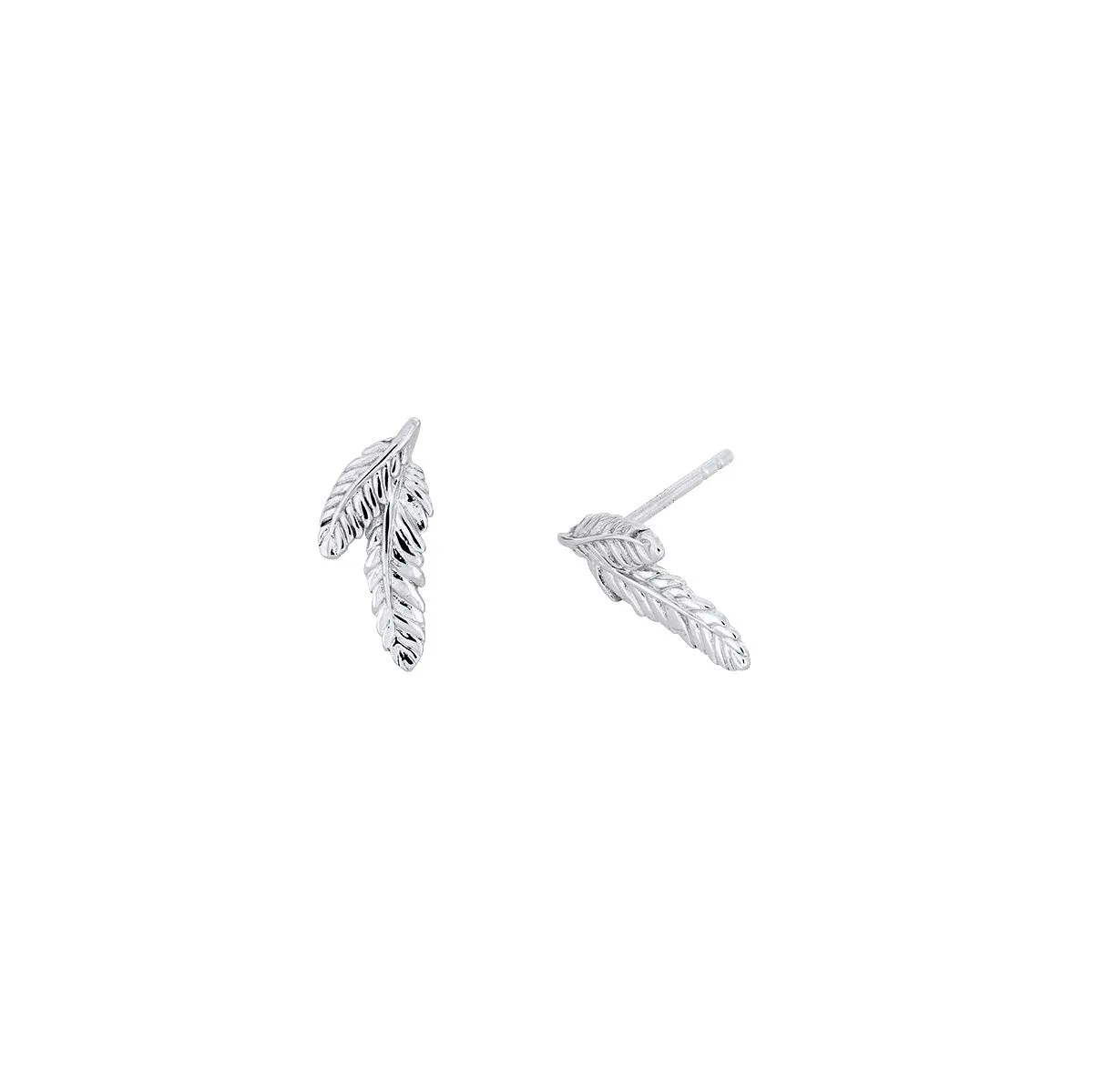 Curving Double Feather Stud Earrings