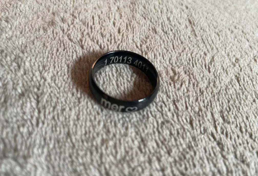 Custom Ring - Black Personalized Ring - Customized Name Ring for Men Women - Gift for Him Her Boyfriend Girlfriend Wife Husband Stackable