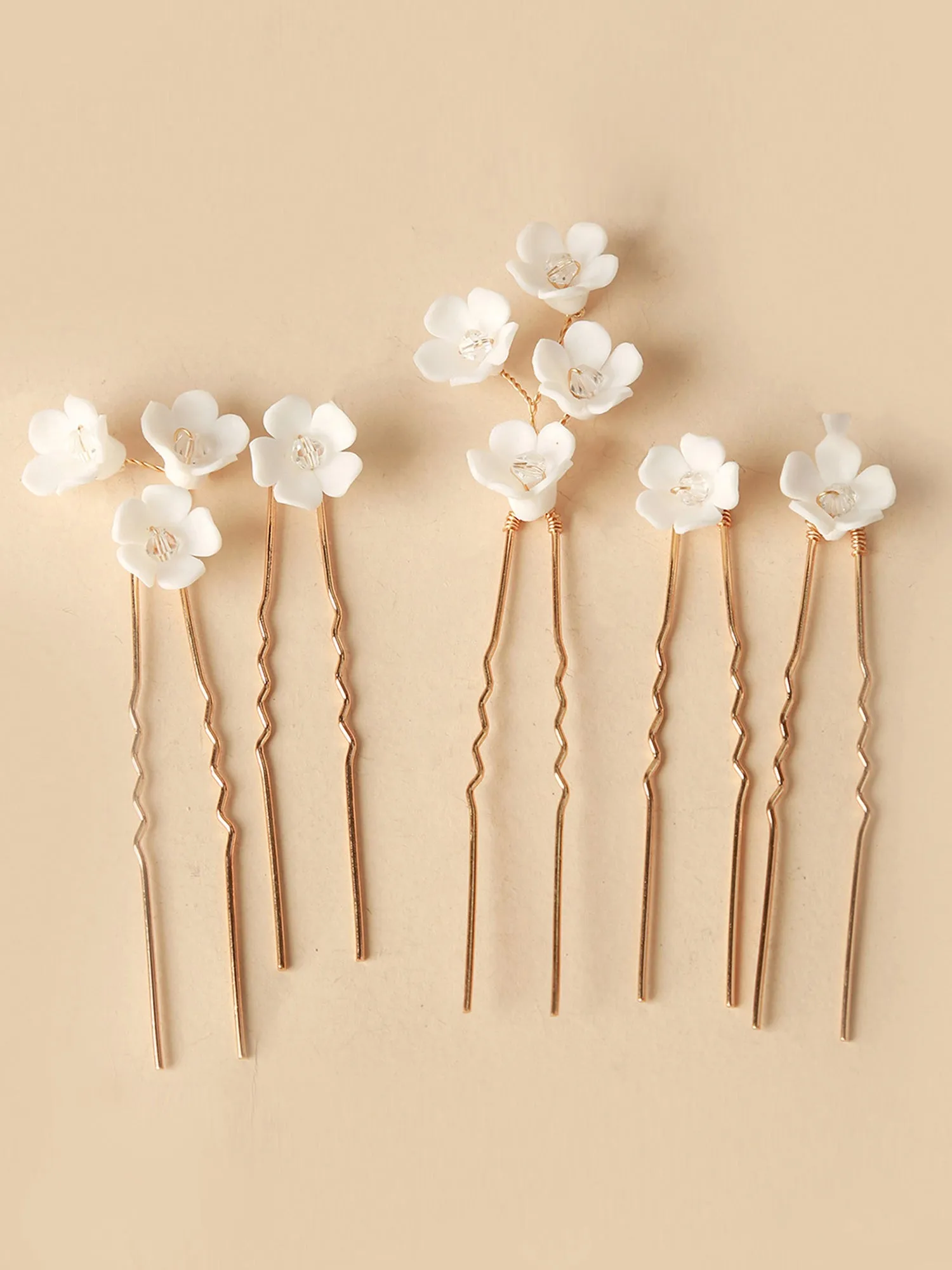 Cute White Ceramic Flower Hairpin