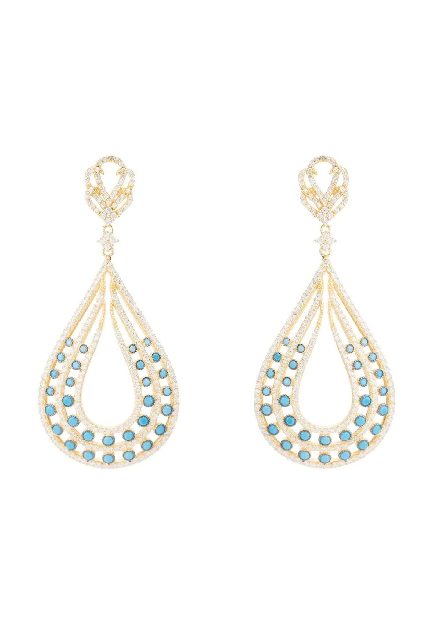 Daphne Teardrop Earrings Gold Turquoise