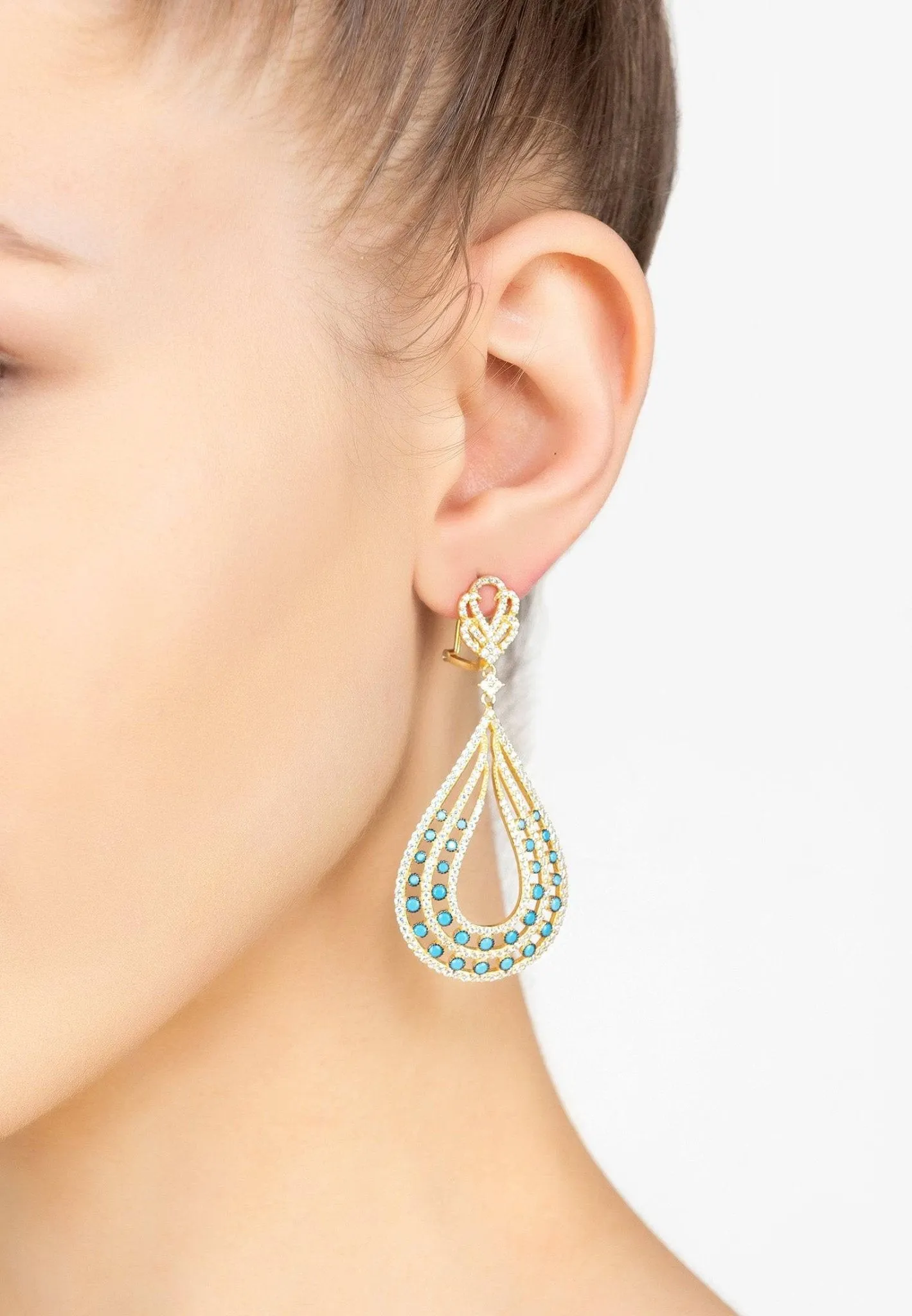 Daphne Teardrop Earrings Gold Turquoise