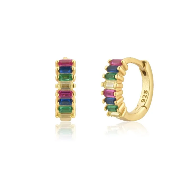 Dazzling Colorful Zircon Bejeweled Hoop Fashion Earrings