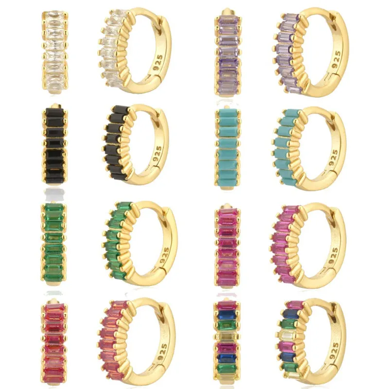 Dazzling Colorful Zircon Bejeweled Hoop Fashion Earrings