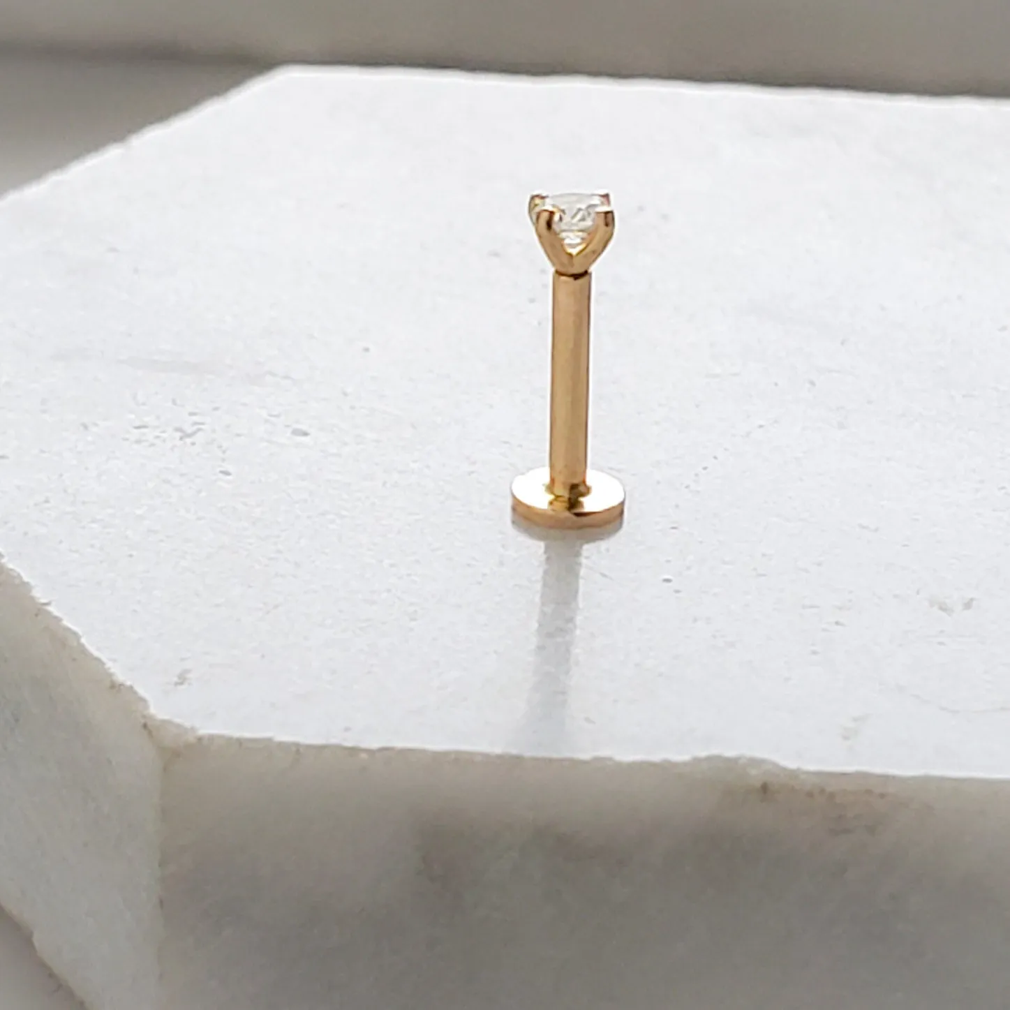 Diamond CZ Flat Back Stud in 14k Gold