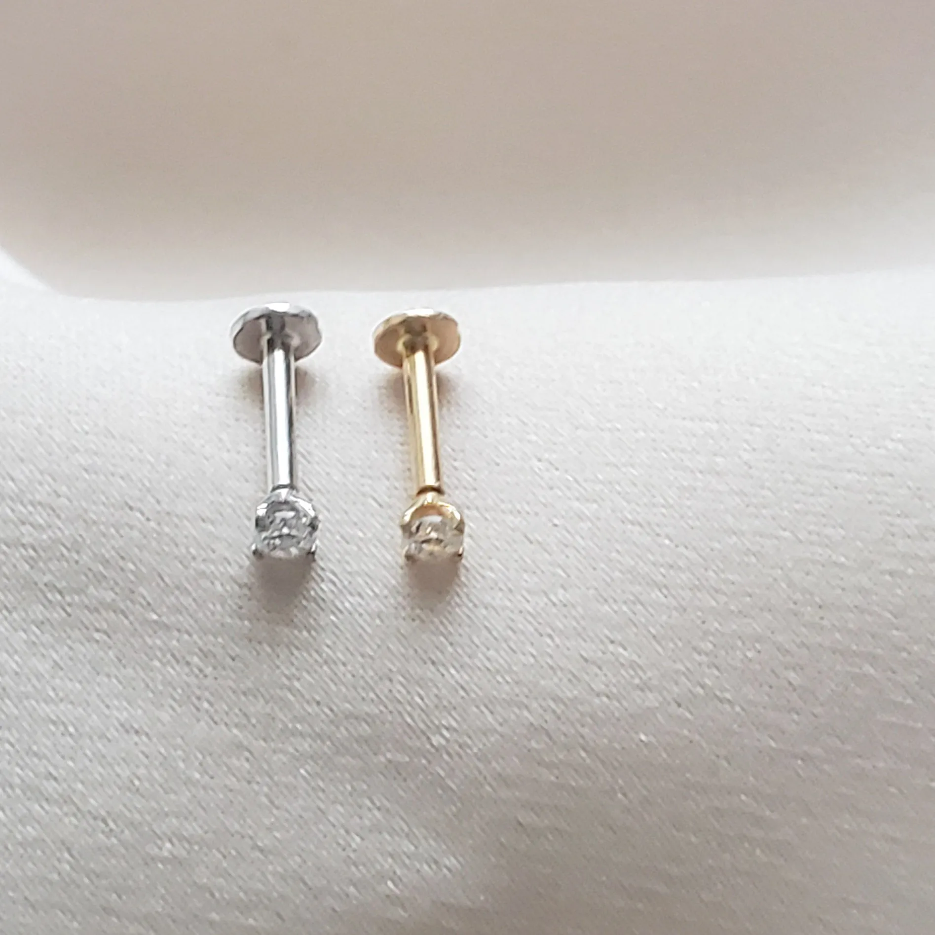 Diamond CZ Flat Back Stud in 14k Gold