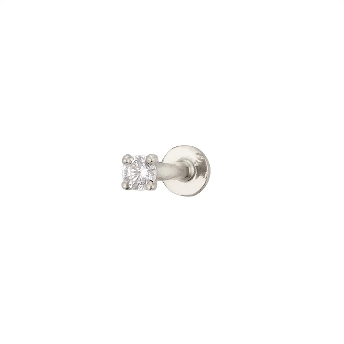 Diamond CZ Flat Back Stud in 14k Gold