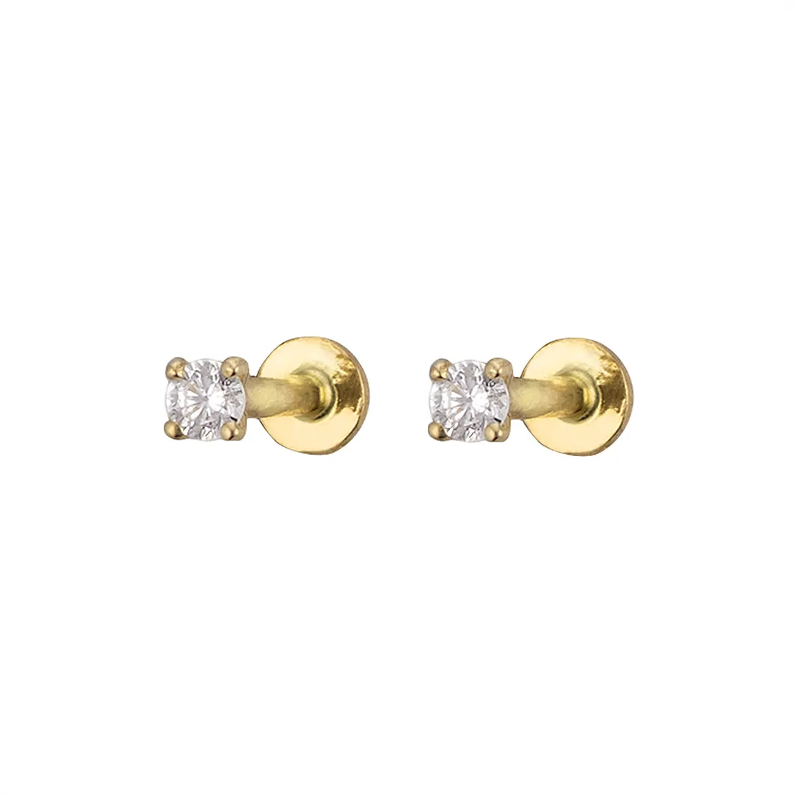 Diamond CZ Flat Back Stud in 14k Gold