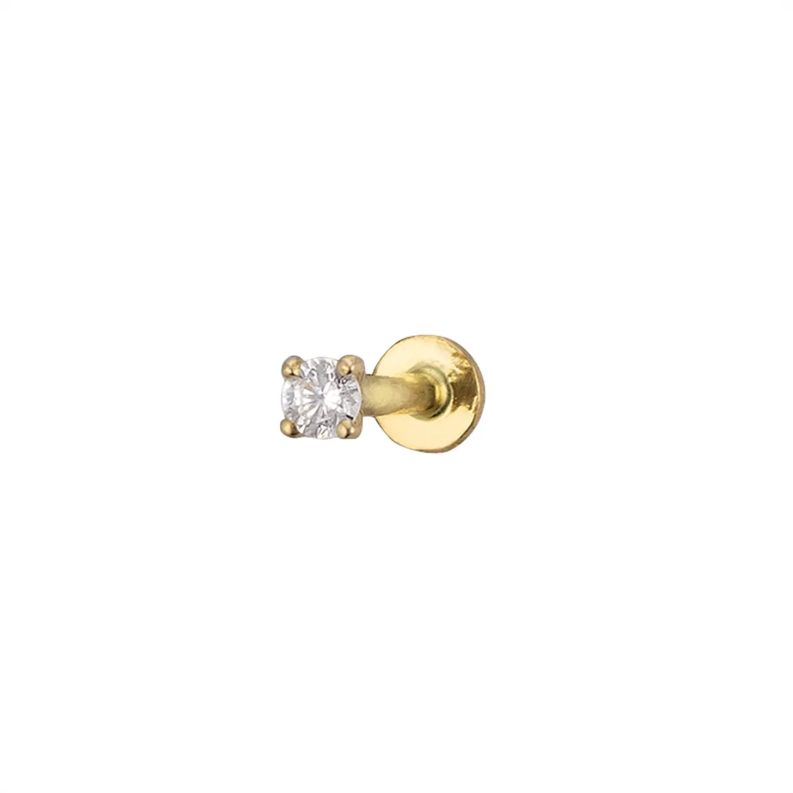 Diamond CZ Flat Back Stud in 14k Gold