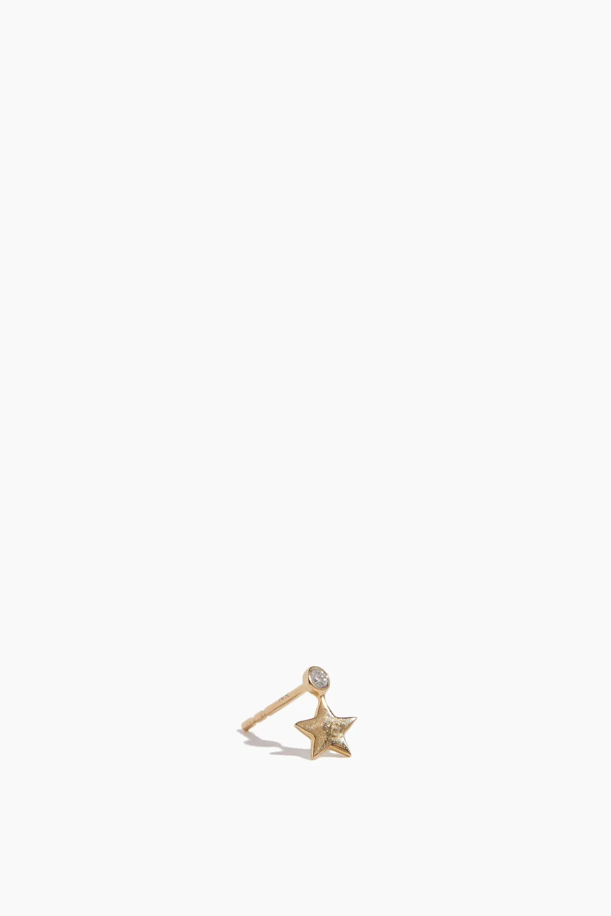 Diamond Dot Star Single Stud in 14k Yellow Gold