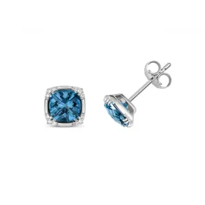 Diamond London Blue Topaz Stud Earrings ED273WLB