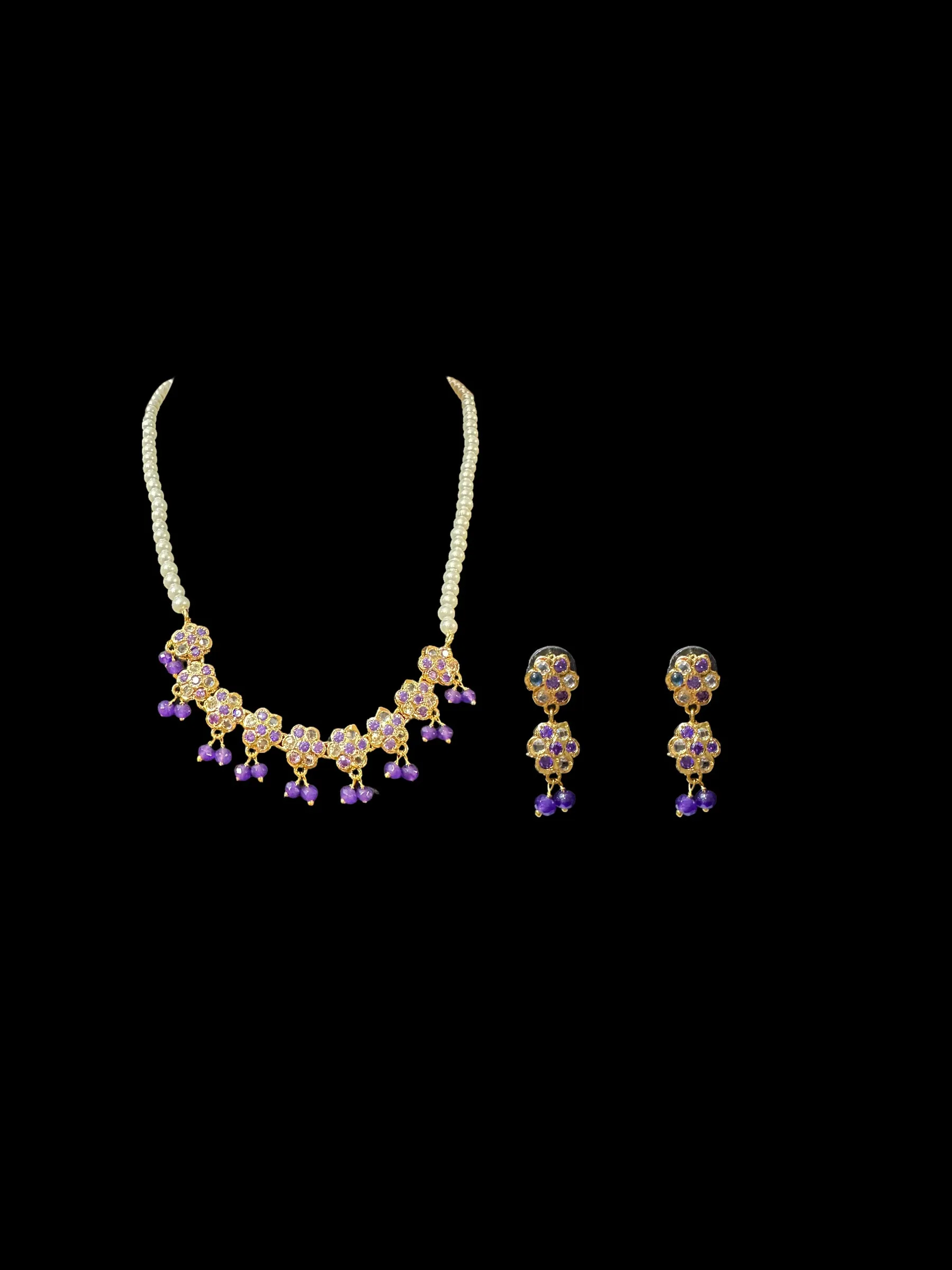 DNS32 purple / amethyst Cz necklace with earrings ( READY TO SHIP )