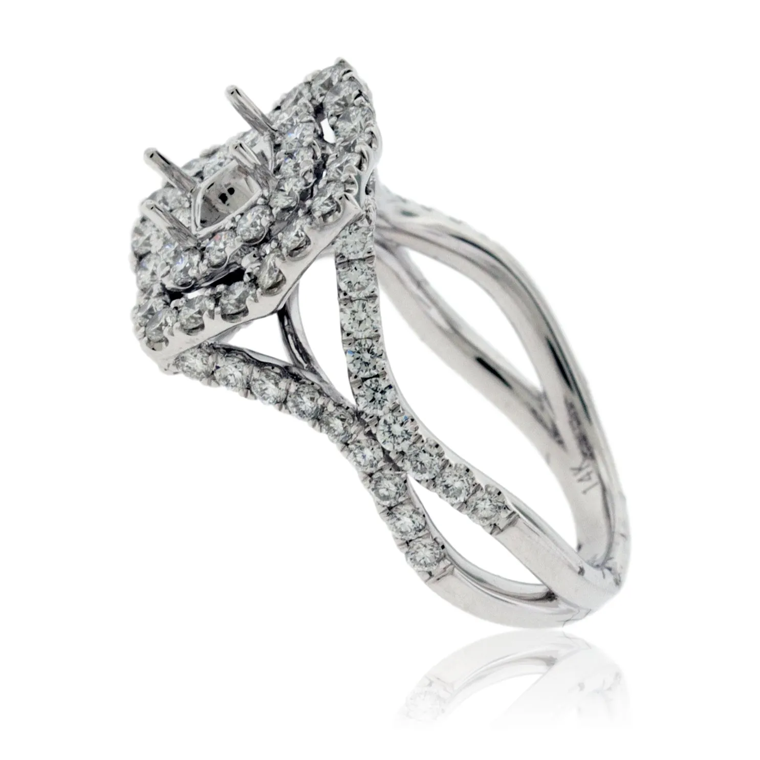 Double Halo Diamond Engagement Semi-Mount Ring