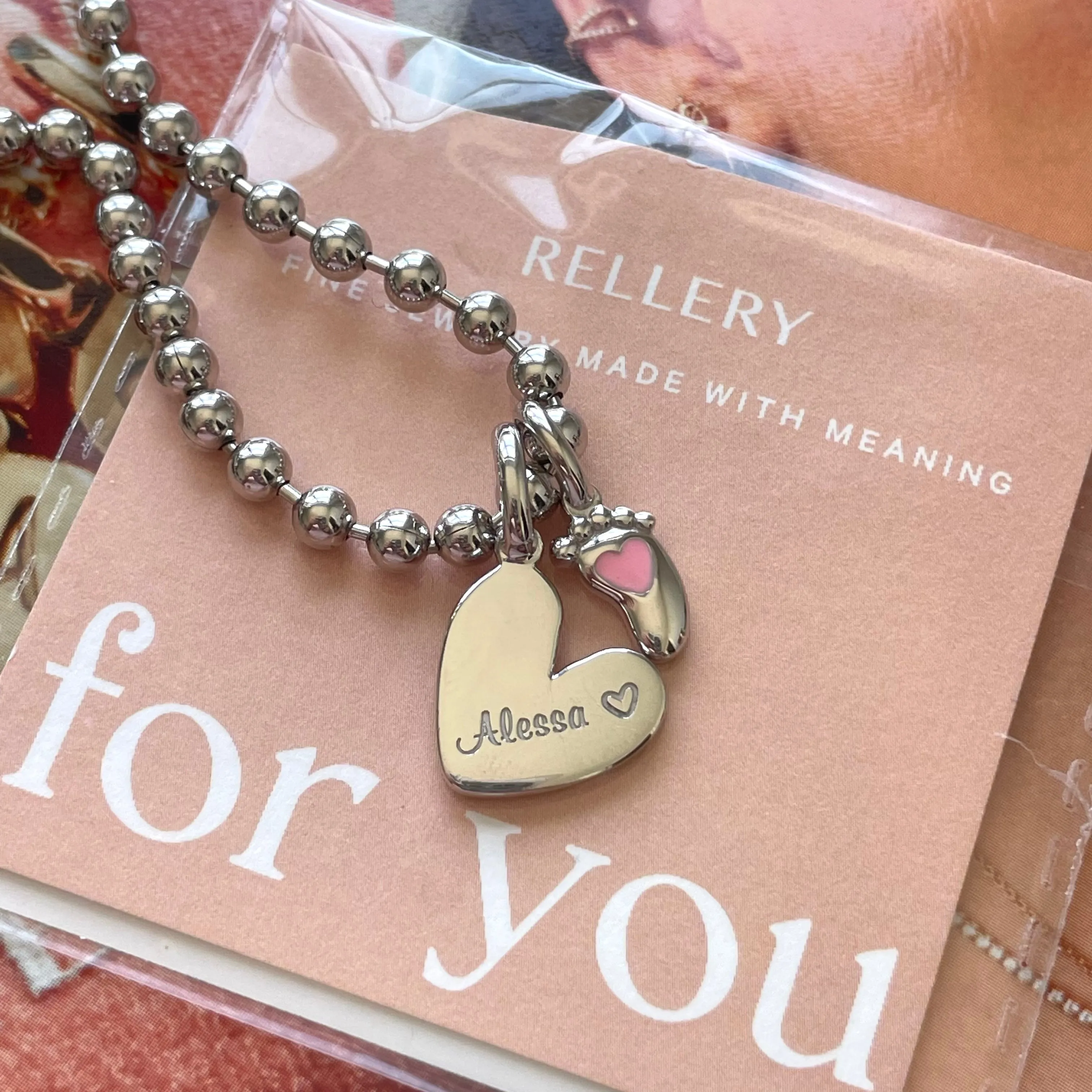 Double Heart Name Bracelet