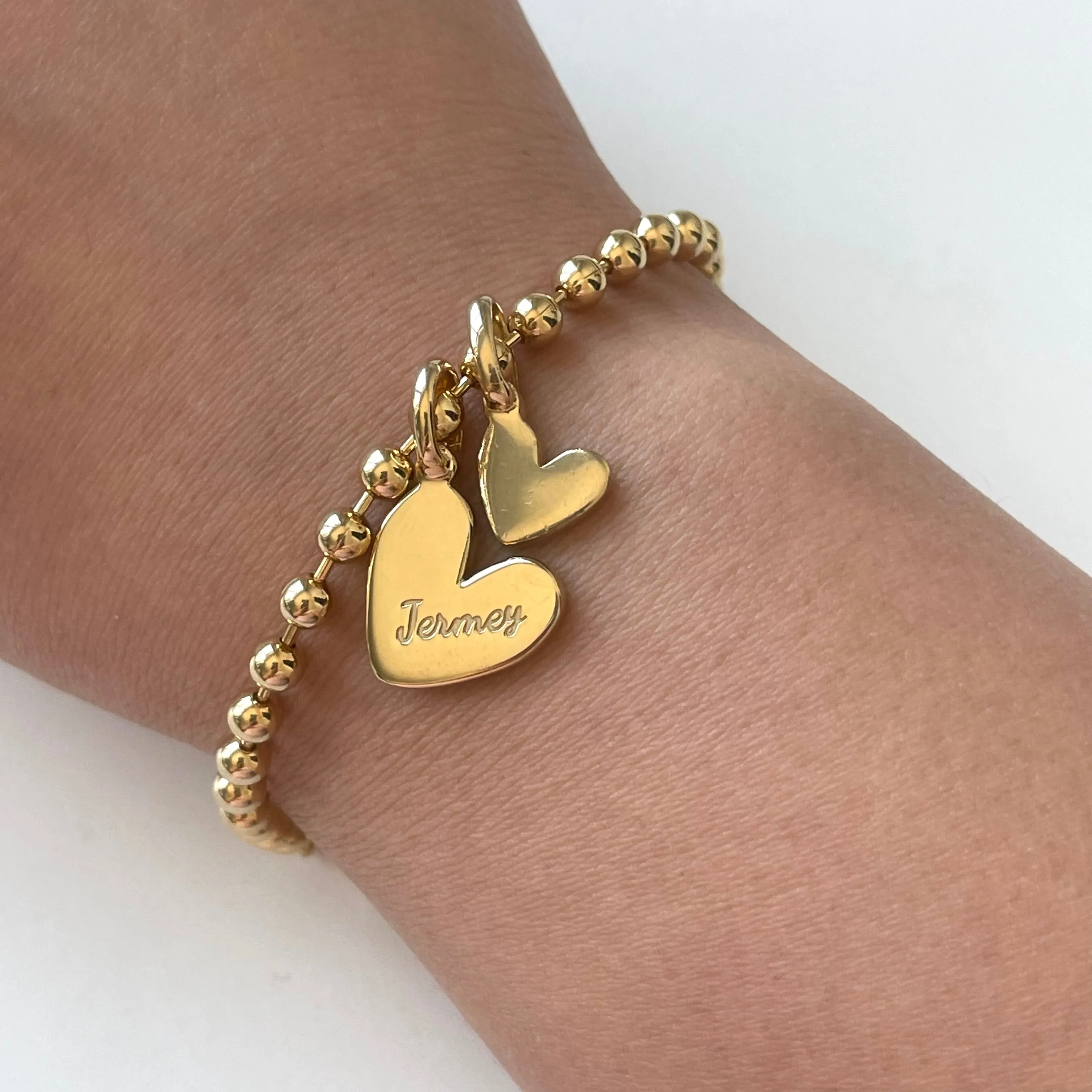 Double Heart Name Bracelet