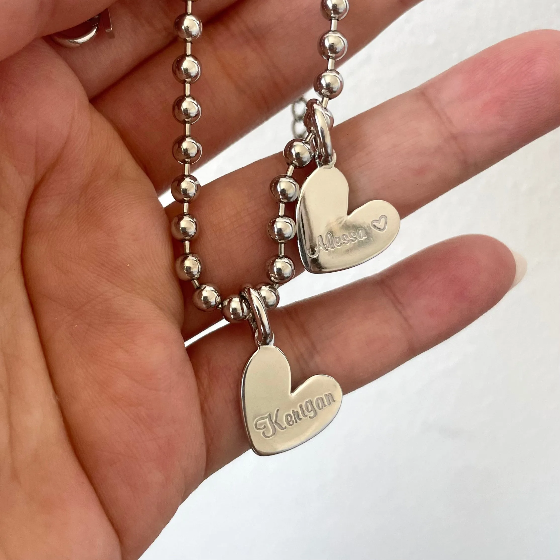 Double Heart Name Bracelet