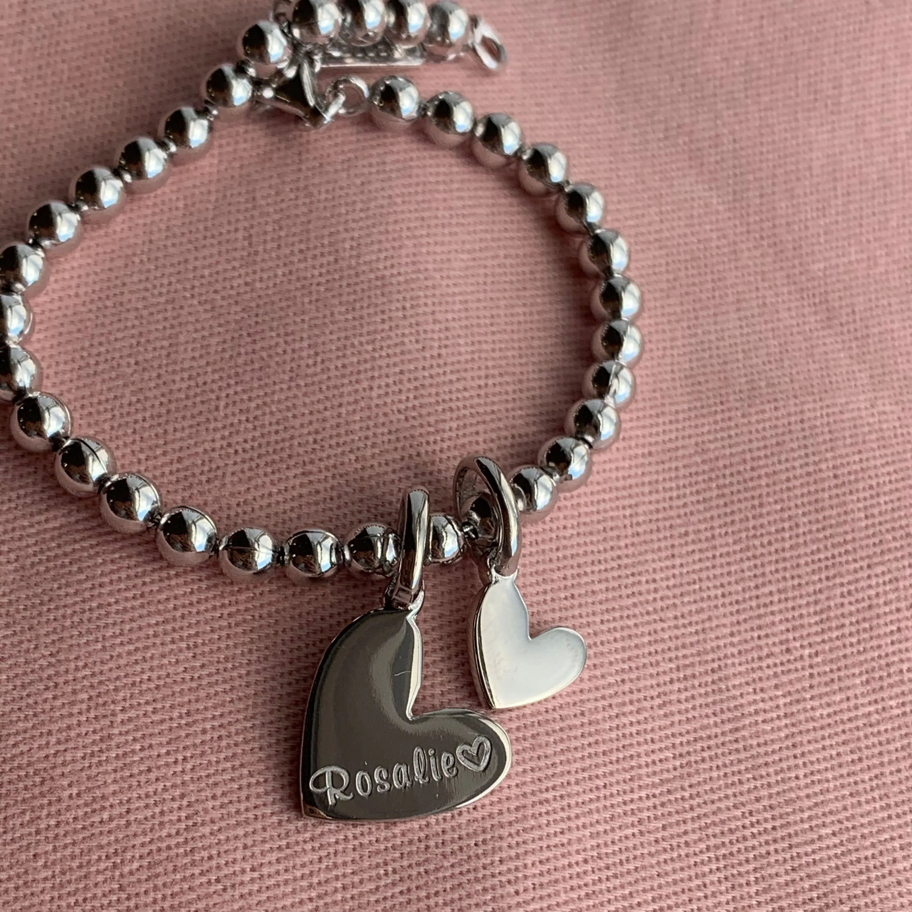 Double Heart Name Bracelet