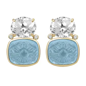 Earrings - Crystal, Blue Topaz And Diamond