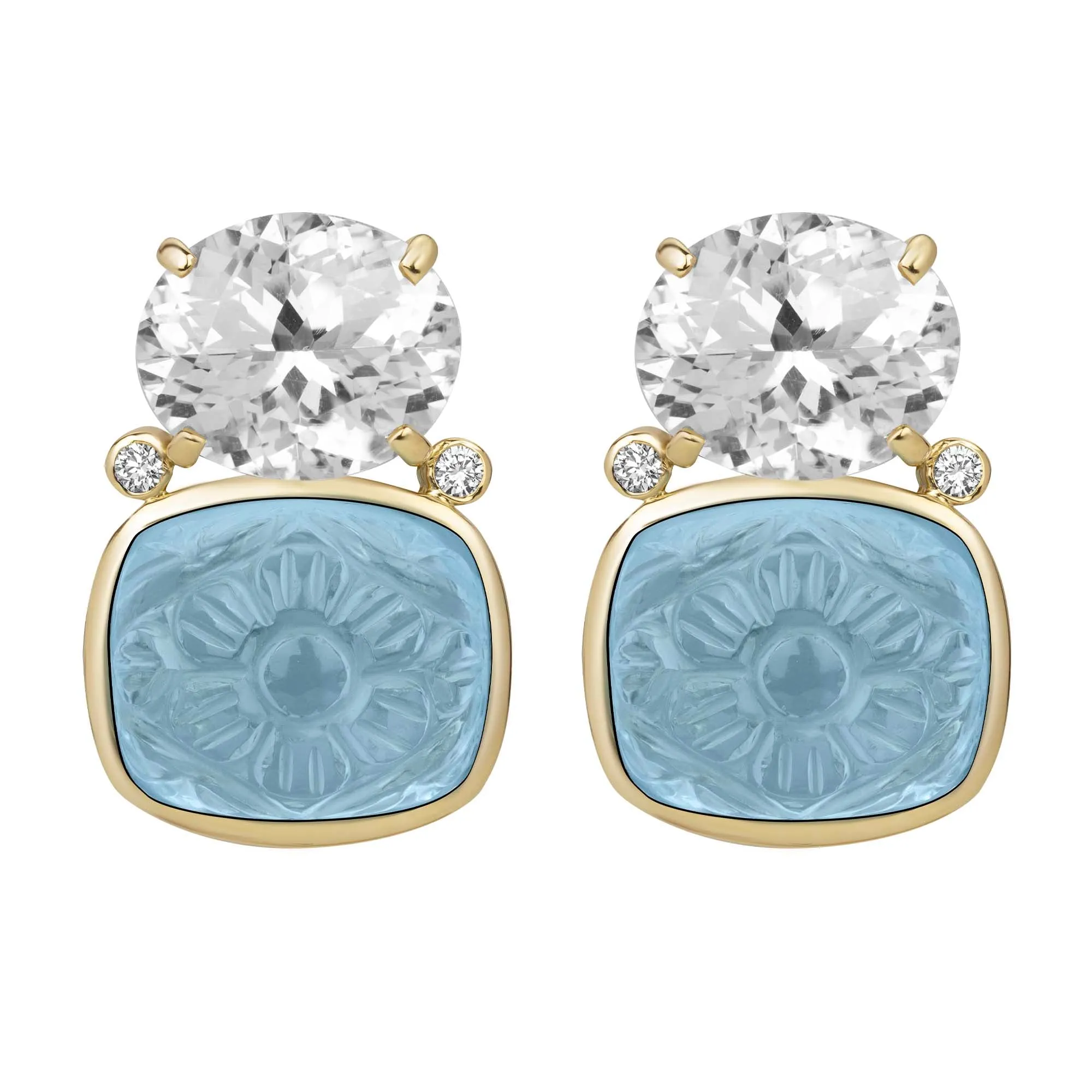 Earrings - Crystal, Blue Topaz And Diamond