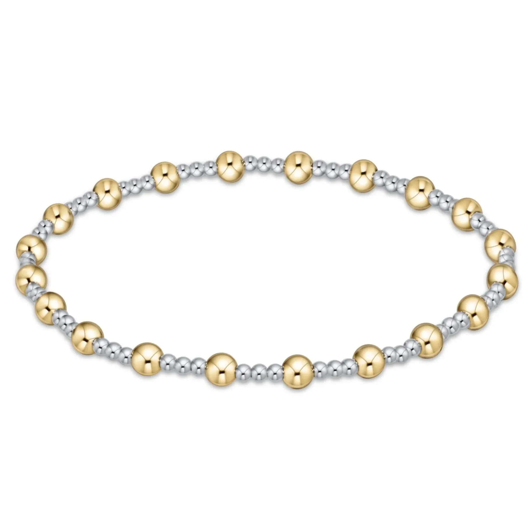 enewton - Classic Sincerity Pattern with 4mm bead bracelet in Silver and Gold